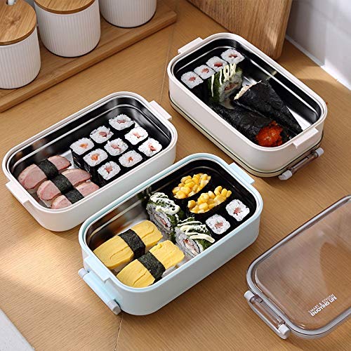 scatola per il pranzo, Bento Boxes Scatola da pranzo portatile in acciaio inossidabile a 2 strati con scomparti Contenitore for alimenti for adolescenti for ufficio e scuola