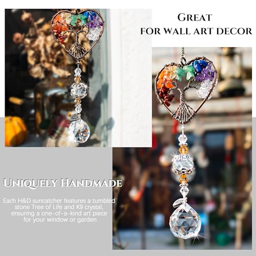 Image of Tree of Life Heart Crystal Ball Prism Suncatcher Pendant Decor
