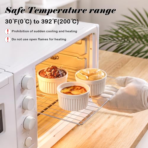 White Porcelain Ramekins, 200ML Baking Cups for Souffle, Porcelain Souffle Dish for Small Cakes, Creme Brulee,Pudding and Ice Cream Sauce and Dips- Durable Pack of 6 - Image 6