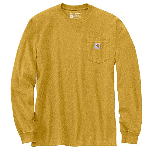Image of Carhartt Men's Workwear Jersey Pocket Long-Sleeve Shirt K126 (Regular and Big & Tall Sizes), Dijon Heather, Large