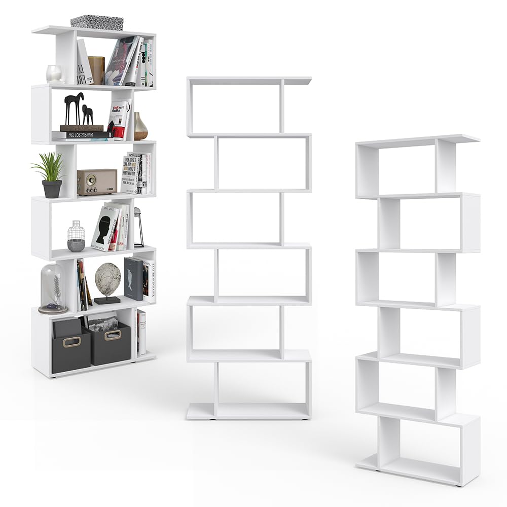 Vicco Raumteiler Levio, Weiß, 70 x 192.2 cm, zur flexiblen Raumaufteilung in Z-Form beidseitig stellbar