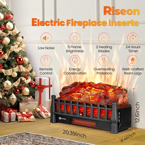 Image of Electric Fireplace Logs Inserts Heater with Remote Control for Home Decor