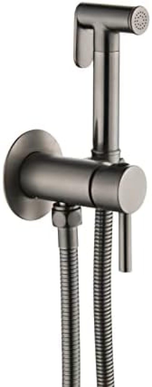 Bidet Sprayer for Toilet, Wall Mounted Hot and Cold Bidet Faucet, Handheld Cloth Diaper Sprayer Kit,Gunmetal Grey