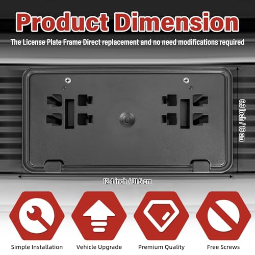 Image of License Plate Bracket Accessories for Ford F150 2.7L 3.0L 3.5L 2018 2019 2020, Front Bumper License Plate Holder Replacement Frame Black Mount Type A