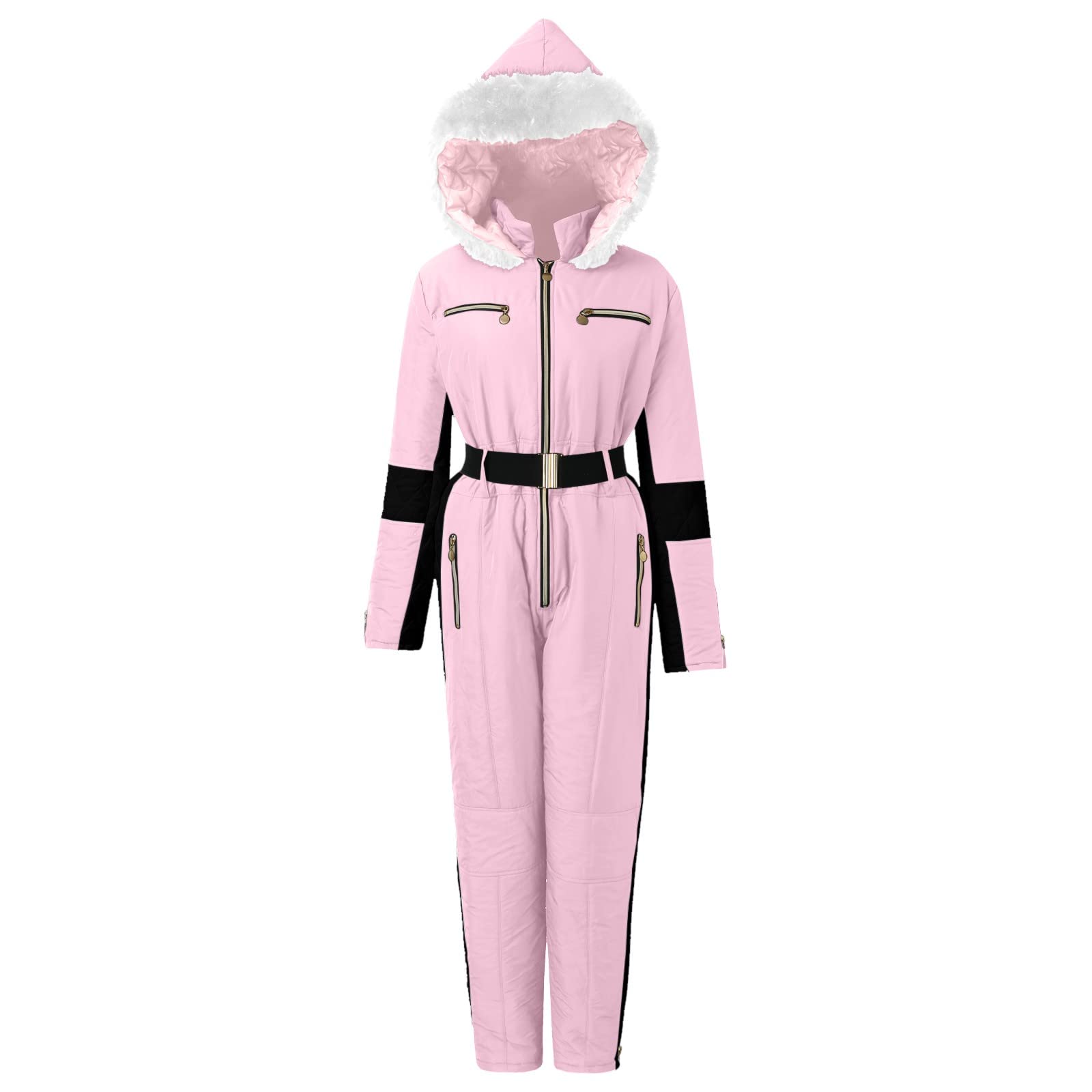 Generisch Mono de invierno para mujer, traje deportivo para actividades al aire libre, impermeable, cuello desmontable, cremallera, traje de nieve
