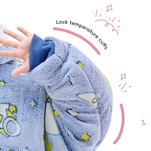 yescool Wearable Blanket Hoodie Kids Glow in the Dark, Oversized Blanket Sweatshirt with Sherpa Teen Girl Gifts for Kids,Boys, Girls, 8-15 Year Old Girl Gift Warm Wearable Blanket, One Size, Astronaut
