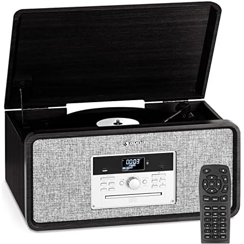 Auna Tocadiscos Vintage con Altavoces y Bluetooth Cover