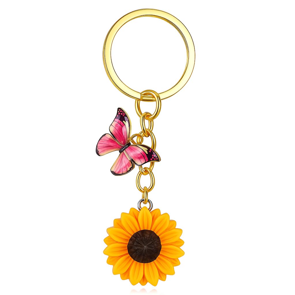 Sunflower Keychain - Daisy Key Chains for Women, Happy Flower Bag Charms, Gift for Girls,Teachers