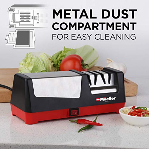 Mueller Professional Electric Knife Sharpener for Straight Knives Diamond Abrasives, Quickly Sharpening, Repair/Restore/Polish Blades