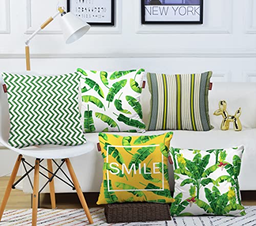 AEROHAVEN Set of 5 Designer Decorative Throw Pillow/Cushion Covers - CC124 - (20 inch x 20 inch, Yellow)