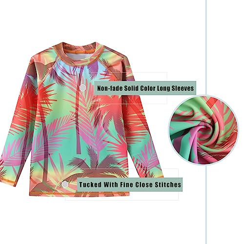 Image of Girls Long Sleeve Swim Shirt Rash Guard for Girls One Piece Bathing Suits with UPF 50+ Sun Protection 3-16 Years