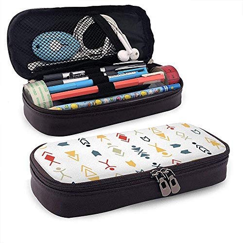 Preisvergleich Produktbild Federmäppchen aus Leder, mit Reißverschluss, Mikrofaser, Kunstleder, für Schreibwaren, Kunstbedarf, College Büro, Stifteetui, Unisex