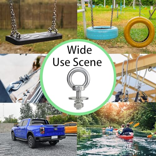 Image of M8 Stainless Steel Eye Bolts with Nuts 4 Pack, 5 /16 inch x 1 inch Lifting Ring Eye Bolt for Tire Swing Boat (Metric M6 - M14 x 1 2 4 6 inch Available), Threaded Shoulder Eyebolts Hang Tie Down Outdoor