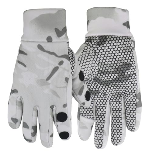keynoyin Herbst und Winter Camouflage gemusterte Handschuhe für Outdoor-Training, rutschfeste und warme Reithandschuhe, Schnee-Camouflage (mit Samtfutter)