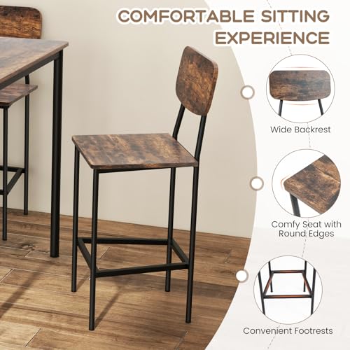 5-Piece Dining Table Set W/Counter Height Table & 4 Bar Stools,…