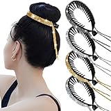 4 Pack Glitter Rhinestone Ponytail Hair Holders - Nest Barrettes, Bun Clips and Rhinestone Hair Accessories for Bridal Wedding Party
