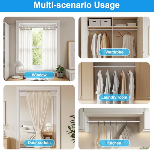 Image of MEXAU 1 Pack Silver Spring Tension Curtain Rods 16-37 Inch Small Shower Rod