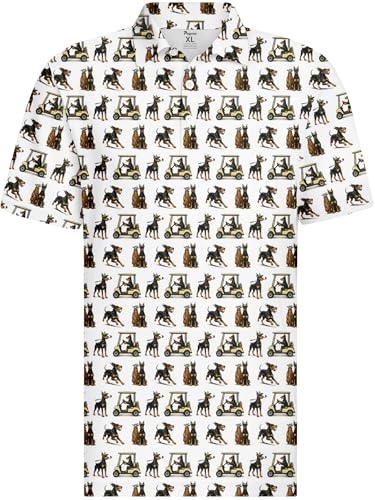 Image of PAGYMO Funny Golf Shirts for Men Crazy Printed Pattern Novelty Moisture Wicking Performance Mens Polo Shirt