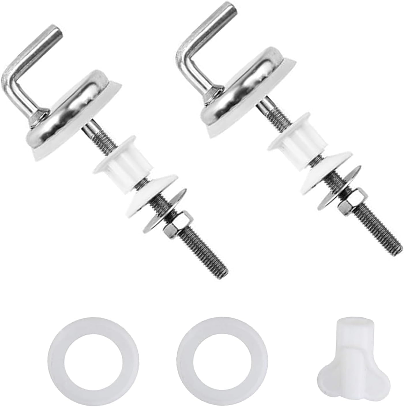 2 Pcs Toilet Seat Fittings – Universal Fit Toilet Seat Hinges Replacement Kit – Adjustable Mounting Screws – Rust-Resistant Stainless Steel & Plastic – Easy Installation, Secure & Durable Bathroom Fix
