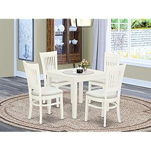 East West Furniture OXVA5-LWH-C 5 Piece Dining Room Table Set Includes a Square Wooden Table and 4 Linen Fabric Kitchen Dining Chairs, 36x36 Inch, Linen White East West Furniture OXVA5 LWH C 5 Piece Dining Room Table Set Includes a Square Wooden Table and 4 Linen Fabric Kitchen Dining Chairs 36×36 Inch Linen White