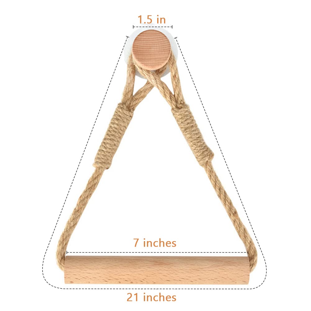 Wood & Rope Wall Toilet Paper Holder, Rustic Tissue Rolls Paper Holder Wall Mounted, Nautical Rattan Bathroom Accessories with Self-Adhesive Seamless Screw — Amazon image 2