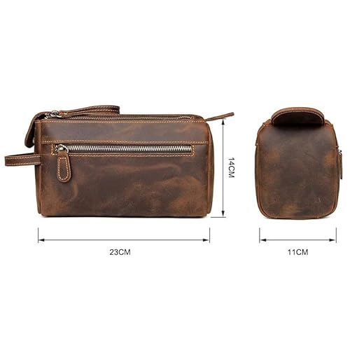 YMGSCC Genuine Leather Toiletry Bag for Men Wash Shaving Dopp Kit Women Travel Make UP Cosmetic Case Organizer Necessaire - Image 2