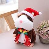 ∢ 【Style de Noël unique】 Apportez la jo ie des vacances à la maison avec ce hamster parlant, chaque écureuil porte un chapeau et une écharpe de Noël rouges, remplissant votre maison de jo ie et de bonheur de Noël.