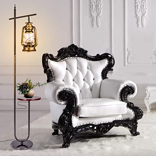 Vintage Floor Lamp With Table,Classical Lantern Standing Lamp, Rustic Farmhouse Nightstand Floor Lamp,Hanging Arc Floor Lamp With Bronze Gold Finish,For Living Room,Bedroom,Reading Room(Bronze) #TOP2