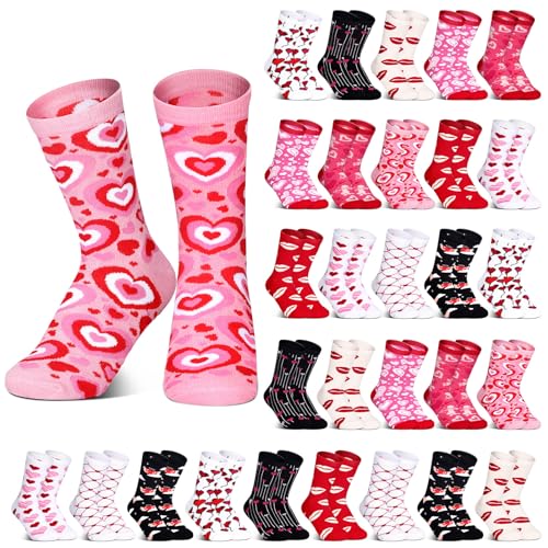Image of Hoolerry 30 Pairs Christmas Fuzzy Socks in Bulk for Women Adult Men Gifts Fluffy Holiday Winter Socks Unisex Warm Crew Gifts