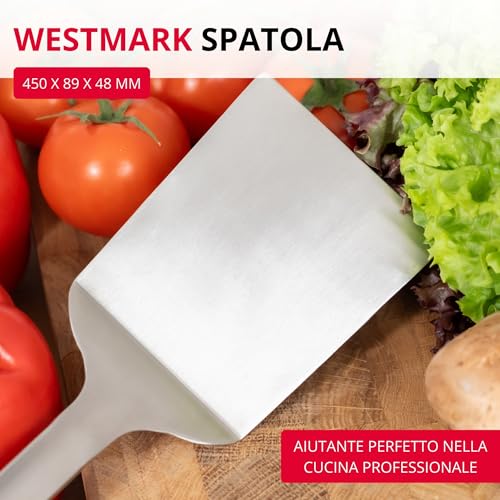 Westmark Turner Pro – Spatola in acciaio inossidabile con gancio per appenderla – Perfetta per padelle, barbecue e cucine professionali – Pratica pala per padella – Argento, 45 cm - immagine 3
