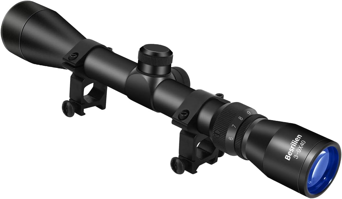 Besrilien Rifle Scope 3-9x40 Optics with Scope Mounts R4 Reticle Crosshair Scope
