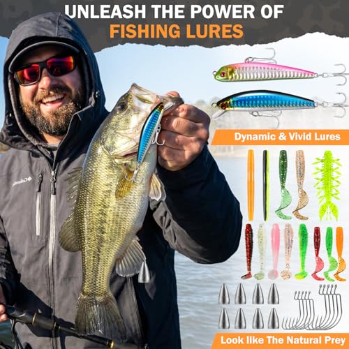 Image of PLUSINNO Fishing Gear-Fishing Rod & Fishing Backpack, Fish Net,Tackle Box | Tackle Backpack Kit With Fishing Pole For Saltwater & Freshwater, Fishing Floating Net, Fishing Lures, Fishing Tackle Bag