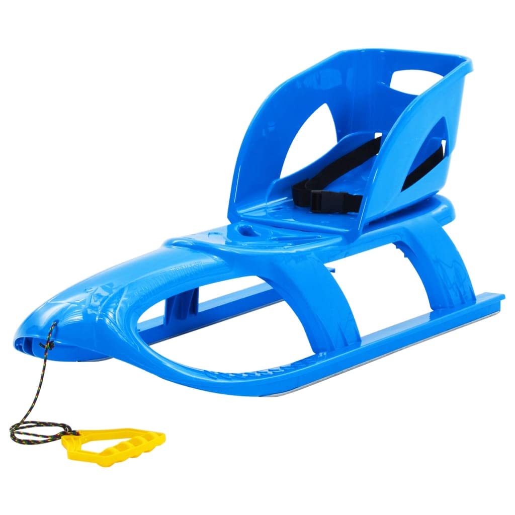Schlitten mit Lenkrad Blau aus Polypropylen und Stahl 102,5 x x mit Zugseil, Kufen und Steuerung für Schnee, Hang und Winterspaß für Kinder und Familie