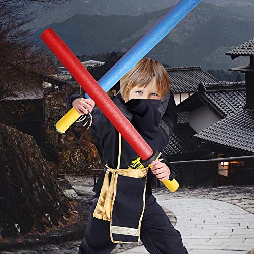Rainbow yuango Toy Sword for Boys, 8 Pack 22\" Foam Swords Set Warrior Weapons Toy Pretend Playset for Kids Different Designs Including Laser, Samurai, Ninja, Two-bladed Swords.