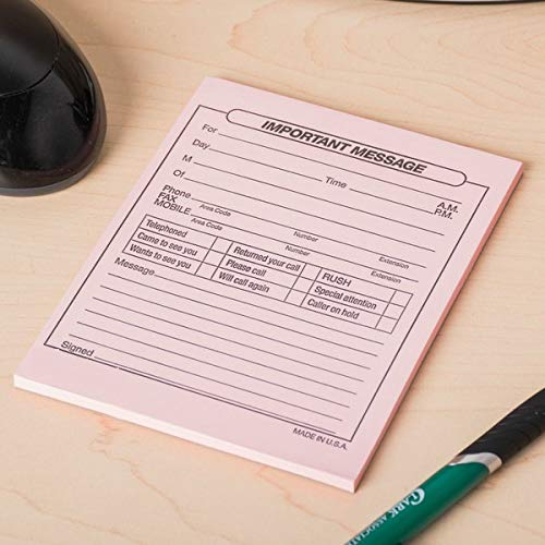 1Intheoffice Important Message Pink Pads, 4 1/4 X 5 1/2, 50/Pad, Dozen #TOP1
