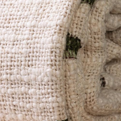 Image of 100% Cotton Jute Palm Tree Sofa Throw 127x178 cm with 2pcs Cushion Cover 40x40 cm - Beige (1 Sofa Throw with 2 Cushion Covers)