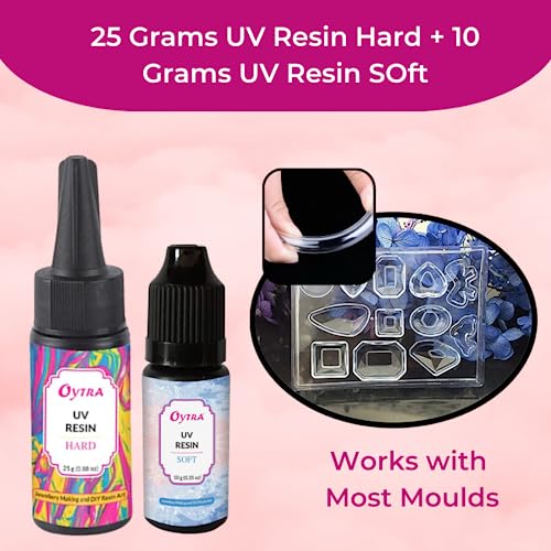 Image of Oytra UV Resin Hard Soft Combo Clear Glossy Finish for Artists and Professionals Polymer Clay Gloss DIY Jewelry Craft Decoration Casting Coating