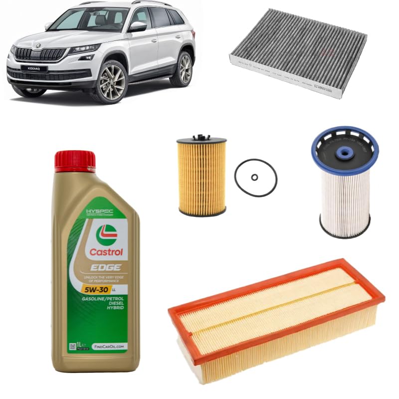 Kit tagliando 4 filtri + 5L olio Edge 5W30 LL per Skoda Kodiaq 2.0 TDI 2016+