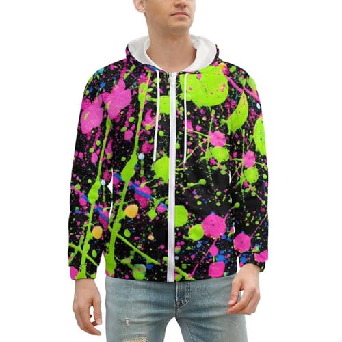 Graffiti Fall Men's Long Sleeve Zip Up Hoodies Drawstring Hooded Cardigan2
