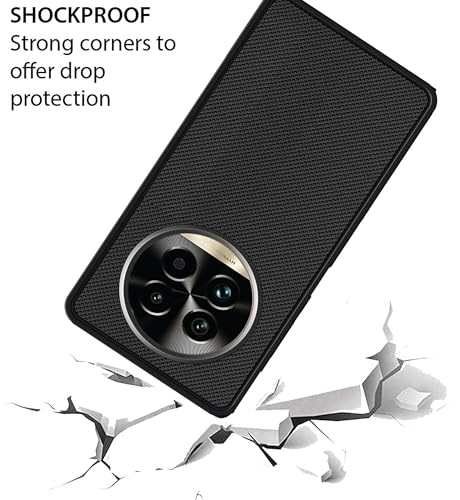 Image of Back Cover Case for Realme 13 Pro 5G | Realme 13 Pro Plus 5G Slim & Lightweight | Ultra-Premium Dotted Design | Camera Protection Bump | Fabric Texture Back Case Cover (PC & TPU, Black)