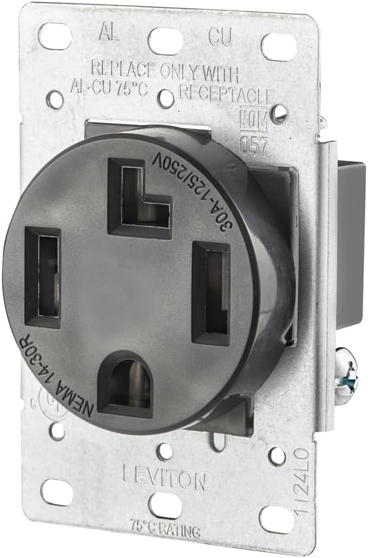 Leviton 4-Wire, 30-Amp, 250V Flush Mount Dryer Receptacle, 278-S00
