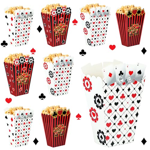 Las Vegas Popcorn Box 24 Pieces Casino Themed Birthday Party Popcorn Gift Box Poker Themed Birthday Decoration Kids Boys Girls Party Supplies