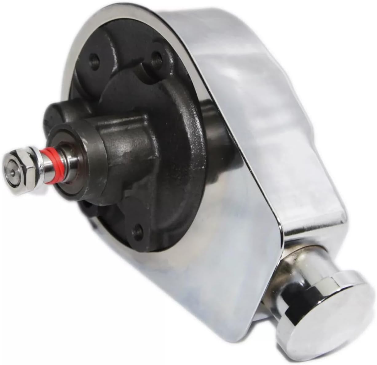 Chrome Saginaw Power Steering Pump Key-way Style with Reservoir Fit 1966-1976 Buick Chevy Ford GM