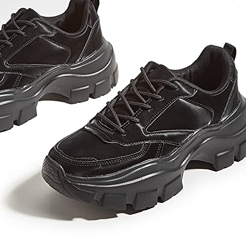 Image of LUCKY STEP Women Chunky Platform Dad Colorblock Casual Lace-Up Walking Sneakers