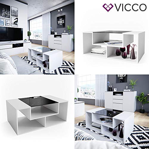 Vicco Couchtisch Gabriel Weiß 100 cm Sofatisch Kaffeetisch Beistelltisch Ablage (Weiß, Schwarz) – Bild 7