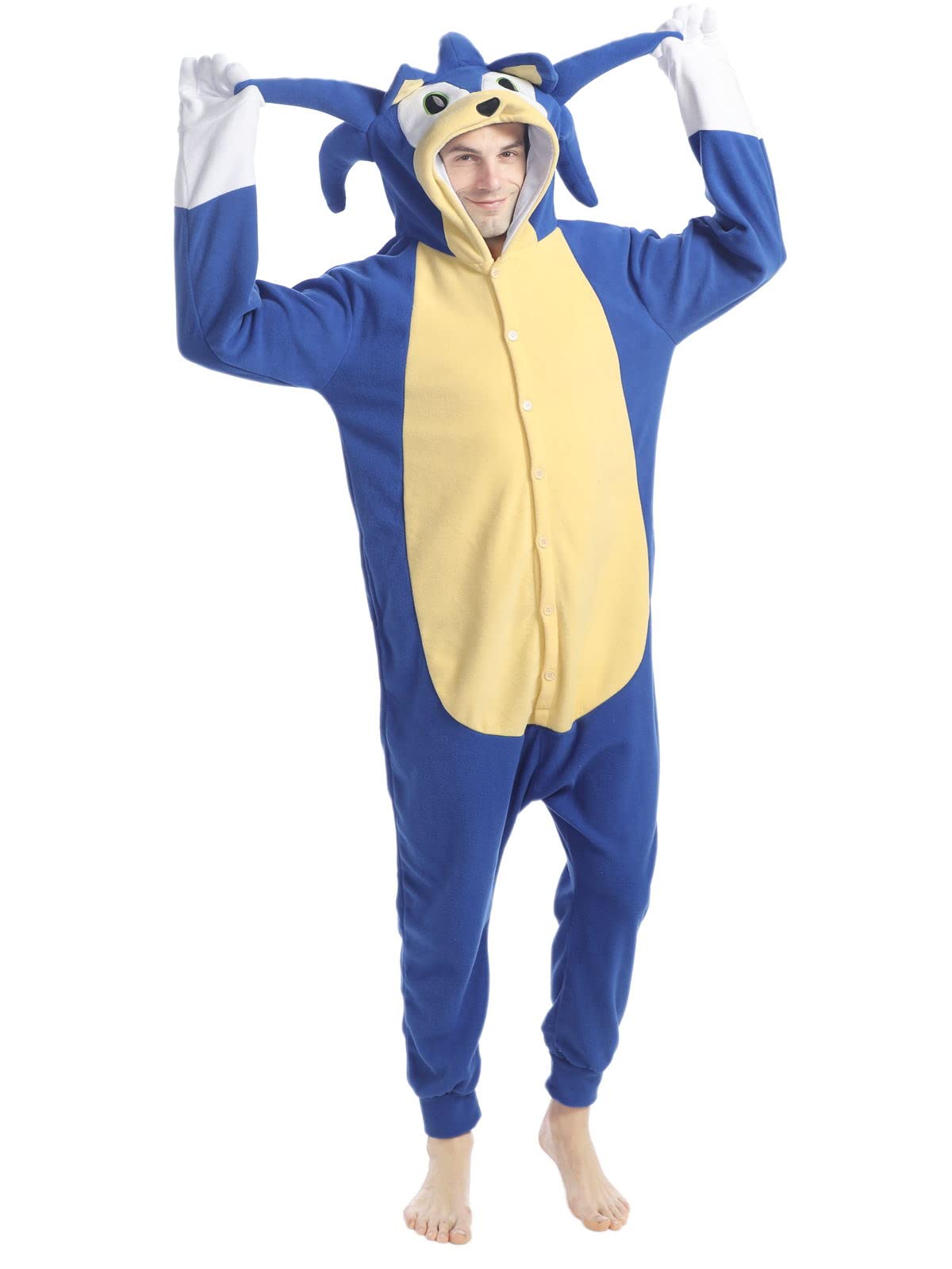 Oiziuzio Adult Animal Onesies Unisex Holloween Costume Hedgehog Pajamas for Women Men Blue