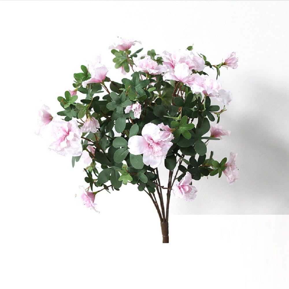 ABCWARRT Wedding Artificial Azaleas Bouquet Silk Fake Flower Simulation Azalea Flowers Home Living Room Bedroom Decoration (pink)