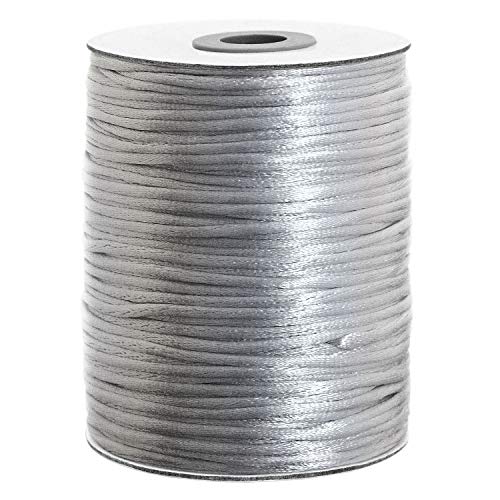 Aranato Satinkordel 100 Meter 2mm Durchmesser viele Farben helles Grau einfarbig Perlenschnur