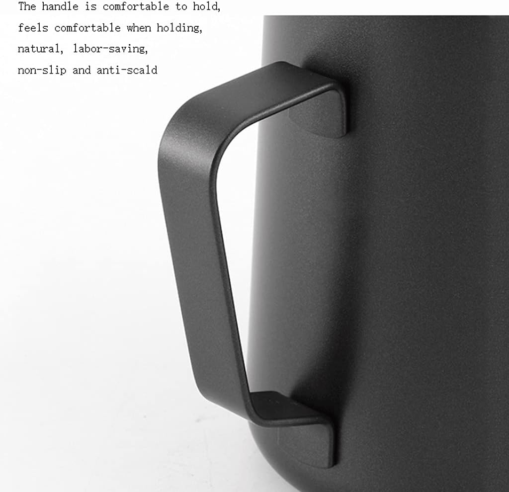 Milk Frothing Pitcher Large Capacity 13.5/20.3oz Espresso Machine Accessories Milk Frother Cup Latte Art Stainless Steel (Black 600ml)