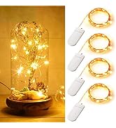 ANJAYLIA 4 Pack Fairy Lights 10ft 30 Mini LEDs String Lights Battery Operated Waterproof Warm Whi...